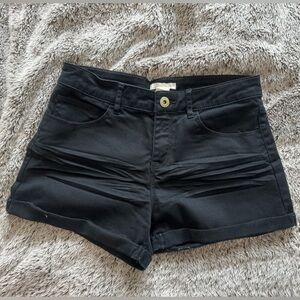 H&M Women's Denim Shorts Black High Waisted Size 2